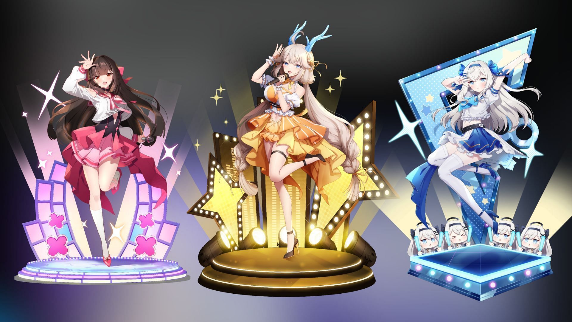 Special Eversoul costumes for Aki, Honglan, and Mephistopheles (Image via Kakao Games)