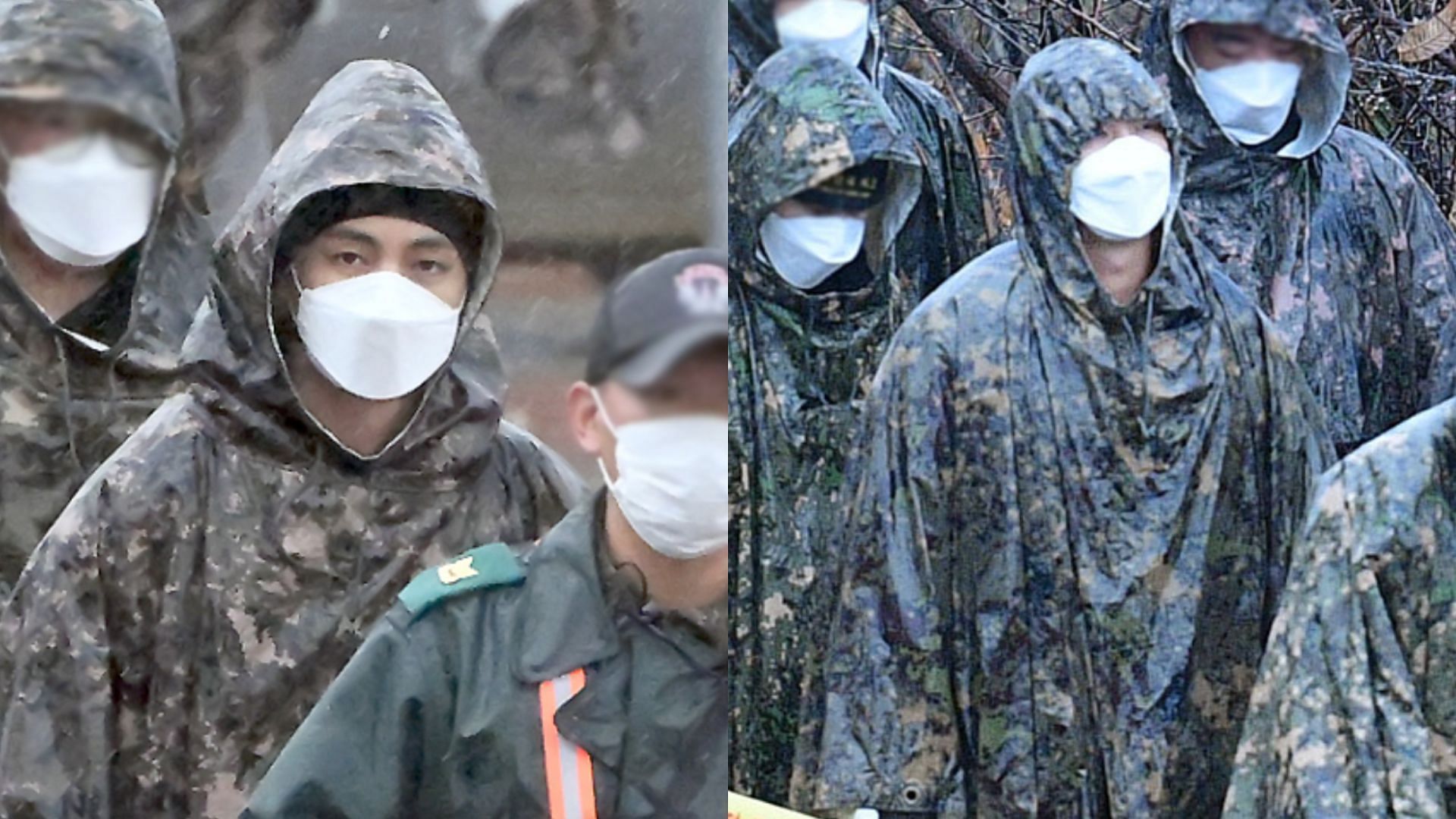 BTS V and RM&#039; first photos in their military uniforms (Image via My Music Taste)
