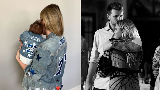 Luka Doncic's fiancée Anamaria Goltes and their daughter twin in Denim for cute family tribute