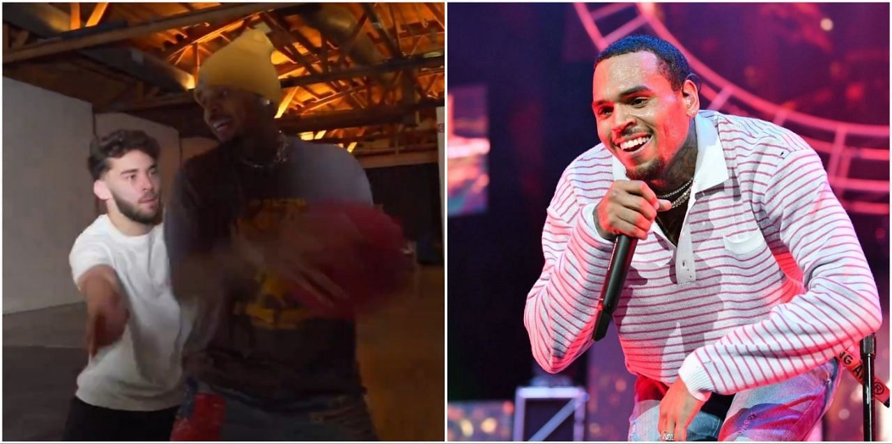 Adin Ross gets surprised by streetball move from Chris Brown