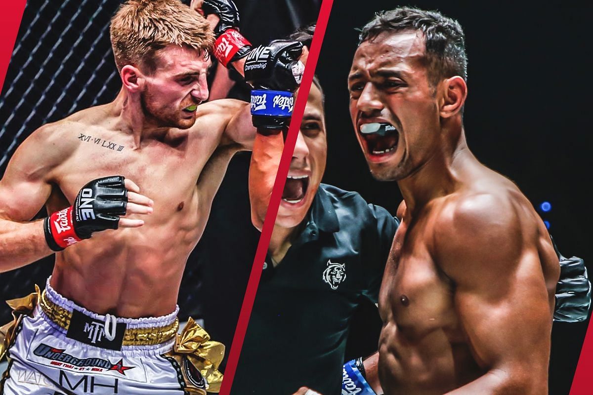 ONE bantamweight Muay Thai world champion Jonathan Haggerty (L) is confident of knocking out challenger Felipe Lobo (R) in their title clash next month. -- Photo by ONE Championship