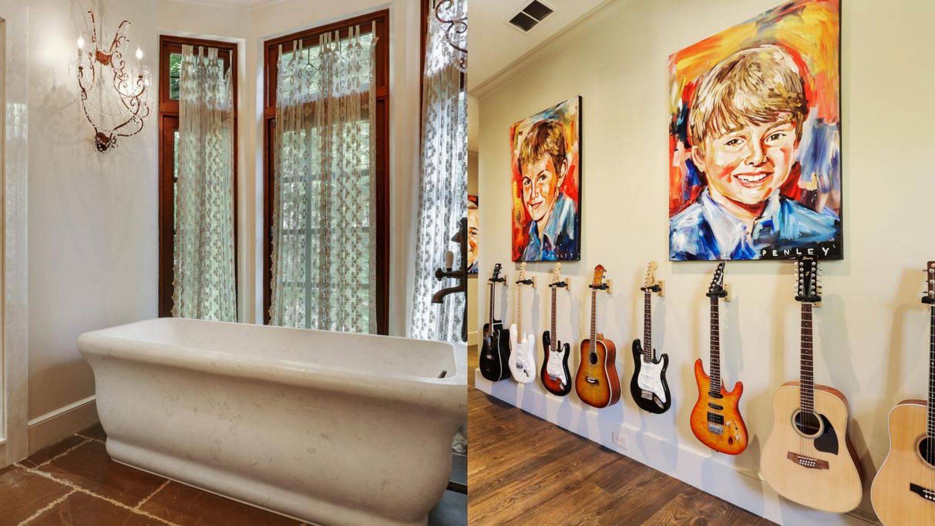 Washroom and Guitar collection inside the mansion