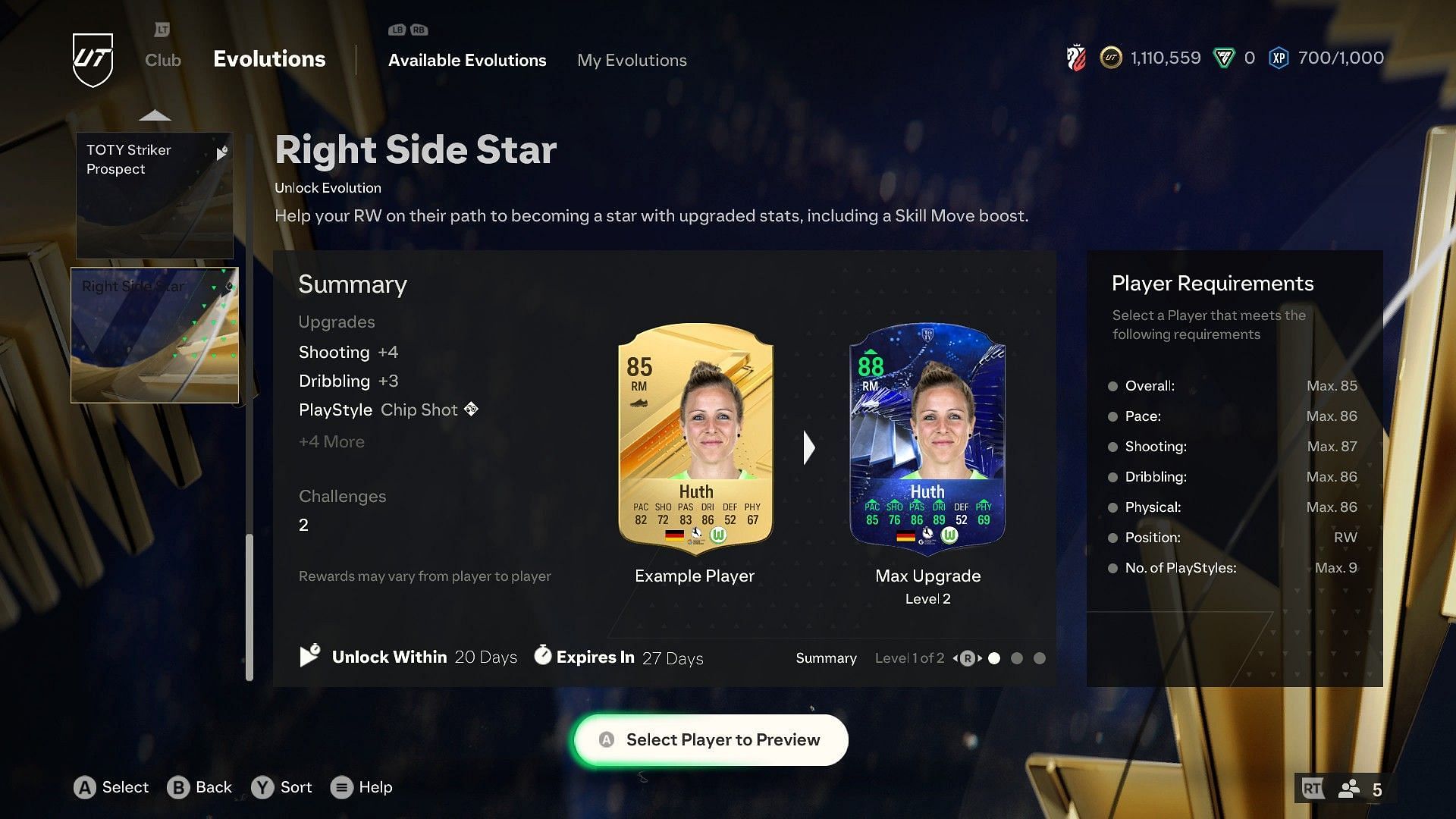 EA FC 24 Right Side Star Evolution best players