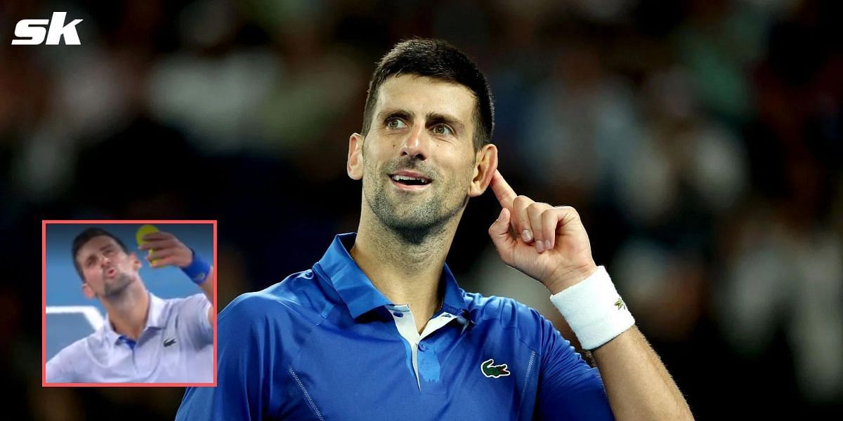 Novak Djokovic provokes the crowd at the Australian Open (inset)