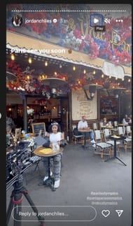 Screenshot of Jordan Chiles' Instagram story.