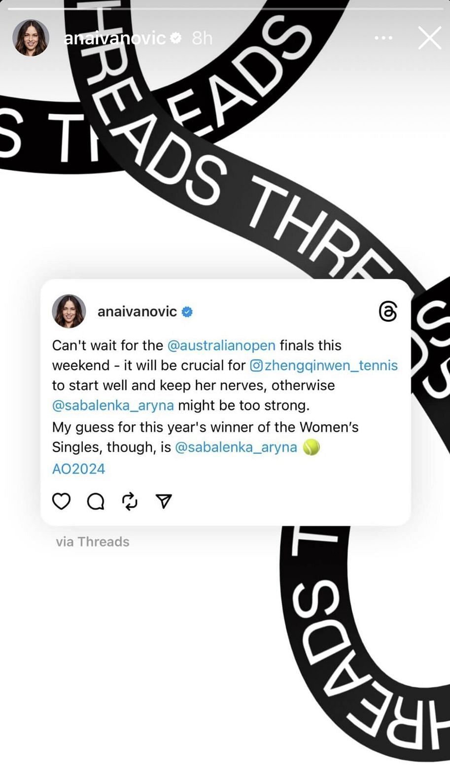 Ana Ivanovic&#039;s Instagram story