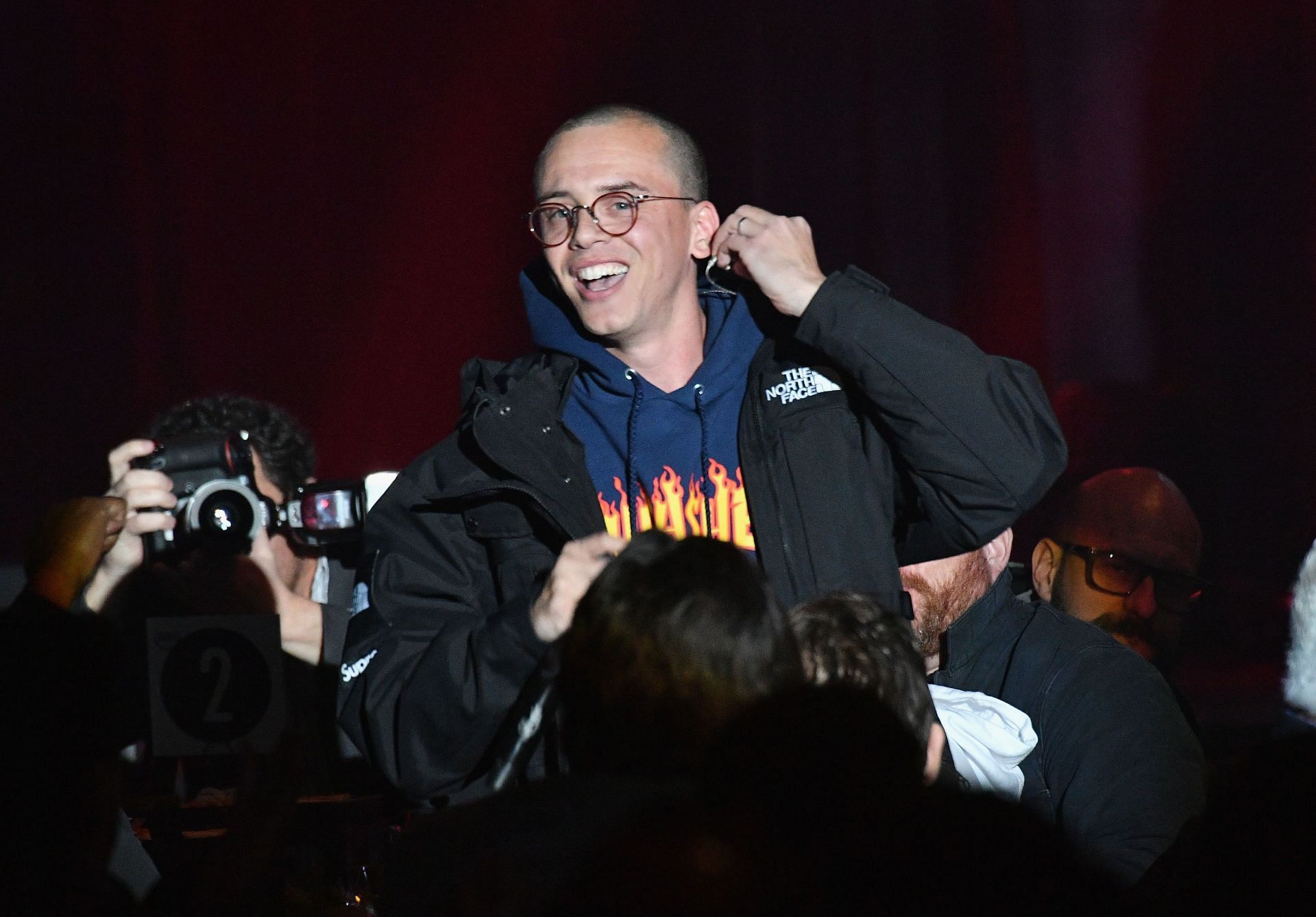 Rapper Logic performs onstage during Sir Lucian Grainge&#039;s 2018 Artist Showcase presented by American Airlines and Citi on January 27, 2018 (Image via Getty Images)