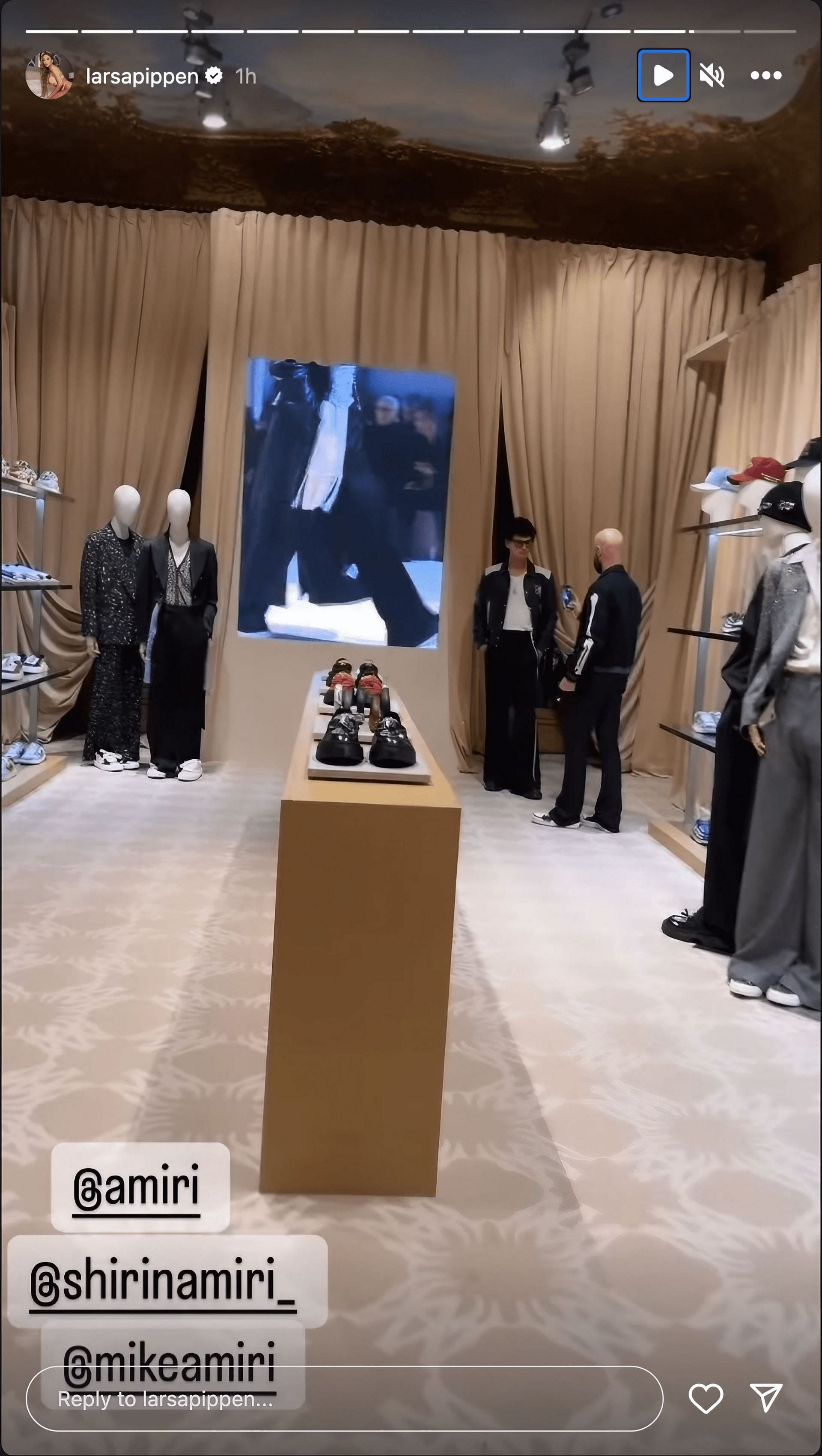 The Amiri store in Paris (Image source: Instagram @larsapippen)