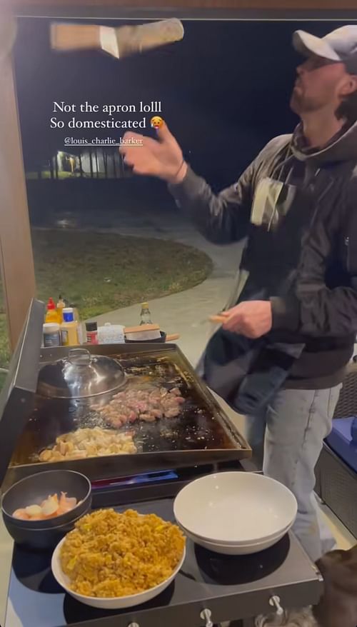 Riley Gaines' husband enjoying his time while cooking