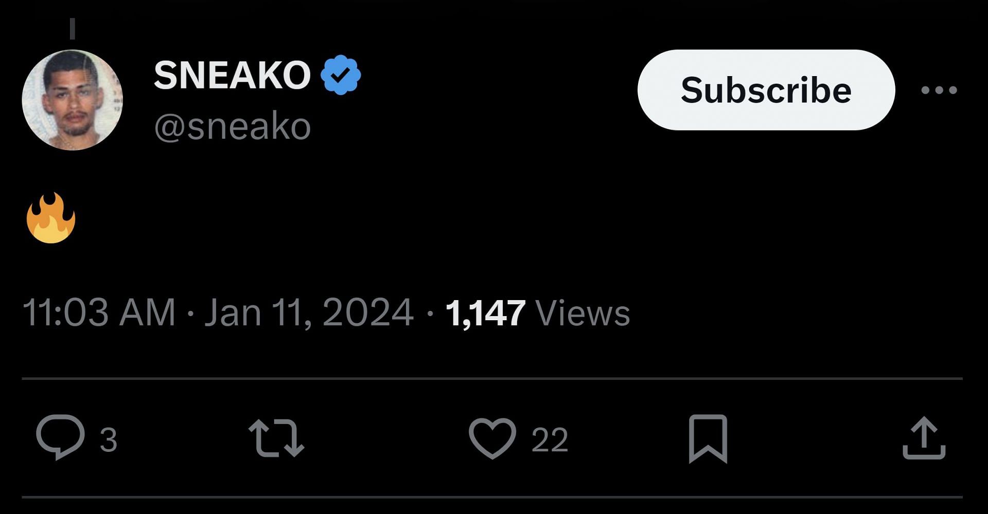 Rumble streamer Sneako&#039;s comment on the tweet featuring Cenat (Image via @officialvrewls/X)