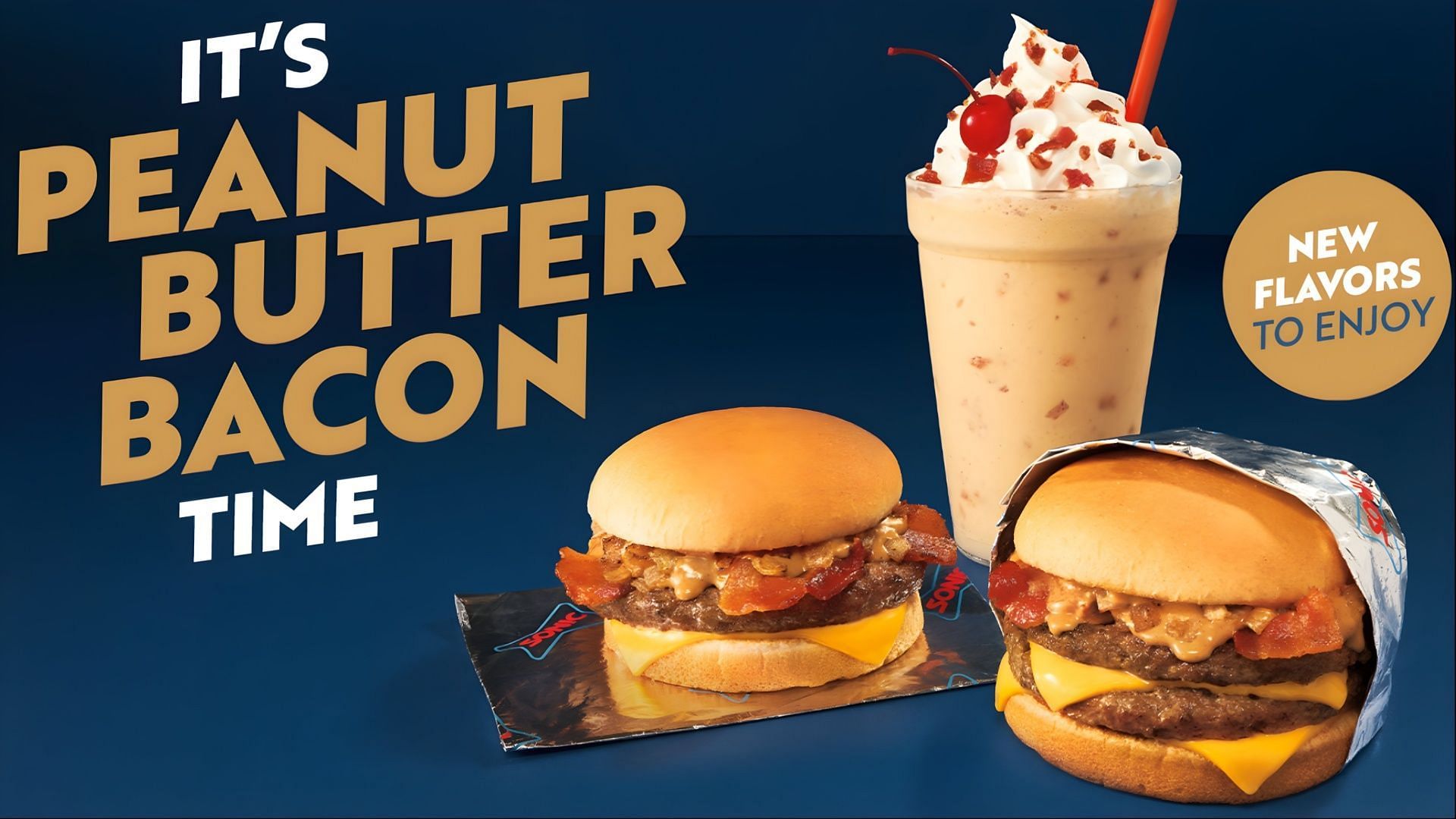 The new peanut butter and bacon-infused cheeseburger and shake will stay on the menu until February 4 (Image via Inspire Brands)