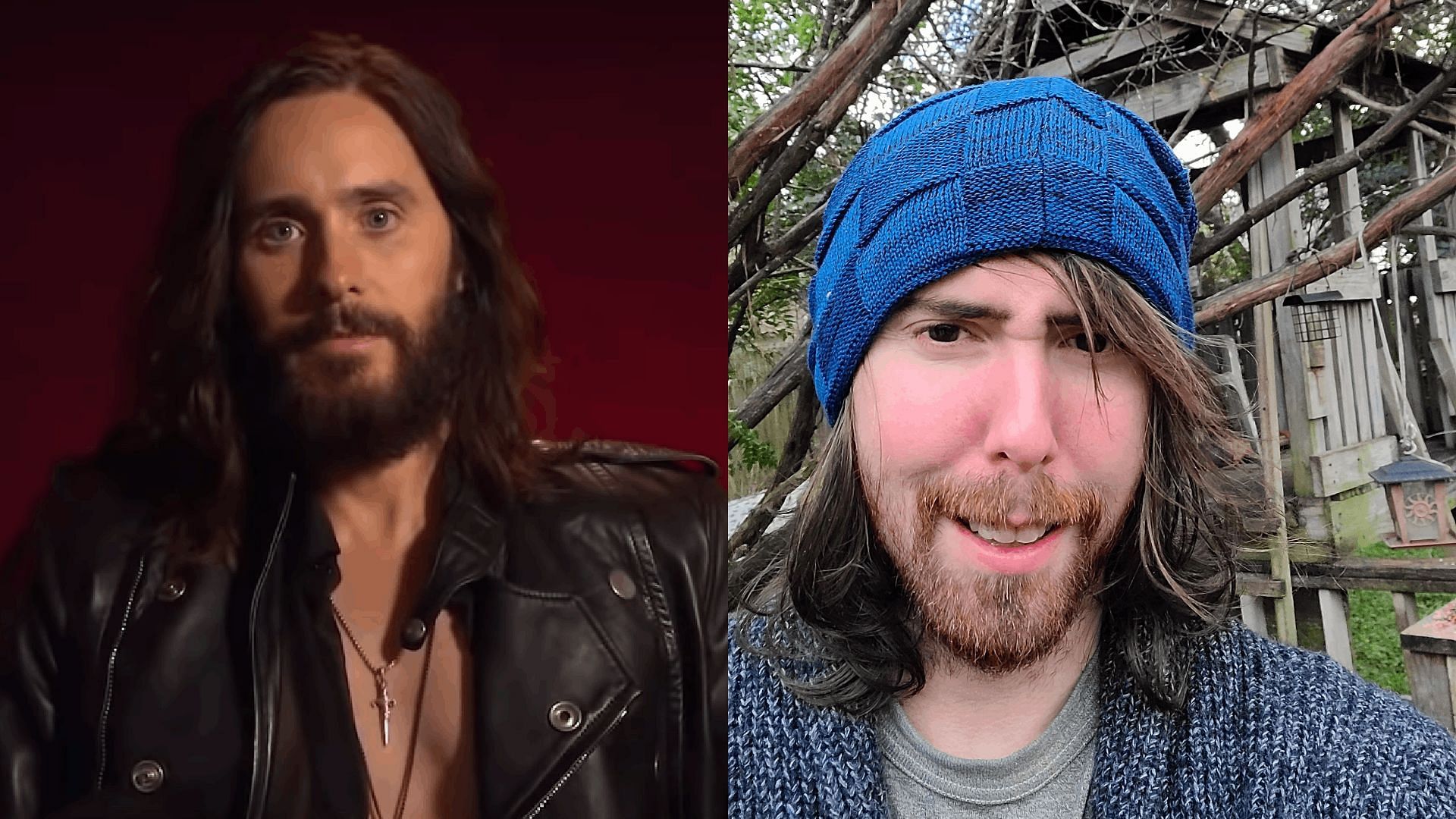 Asmongold reacted to an interview between VTuber Fubuki and Morbius actor Jared Leto. (Image via Asmongold/X and Asmongold Clips/YouTube)