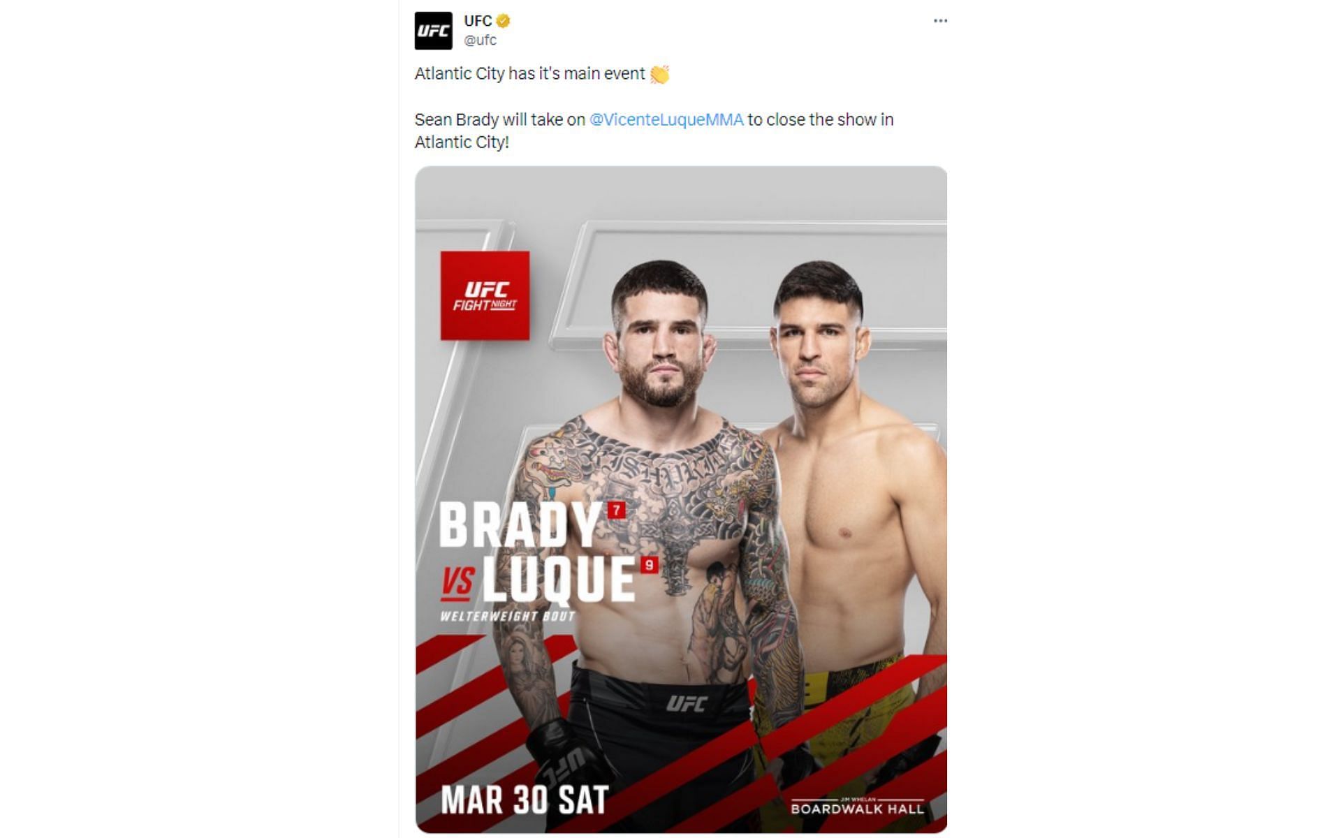 UFC Atlantic City card UFC Atlantic City Date, time, fight card