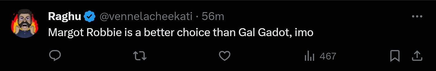 Reply to DF's tweet about Gal Gadot (Image via X)