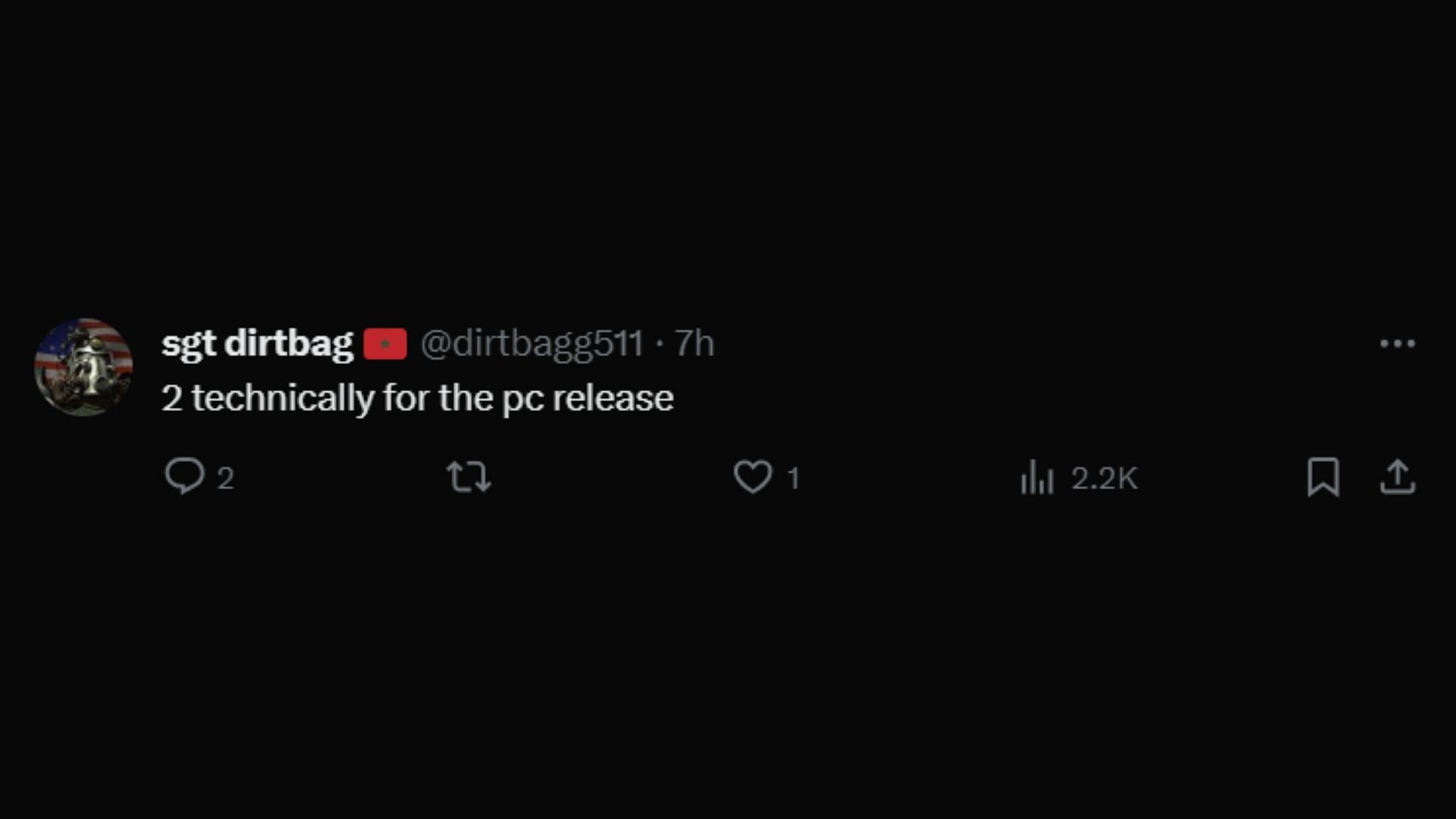 Comment about Grand Theft Auto 6&rsquo;s PC release (Image via X/@dirtbagg511)