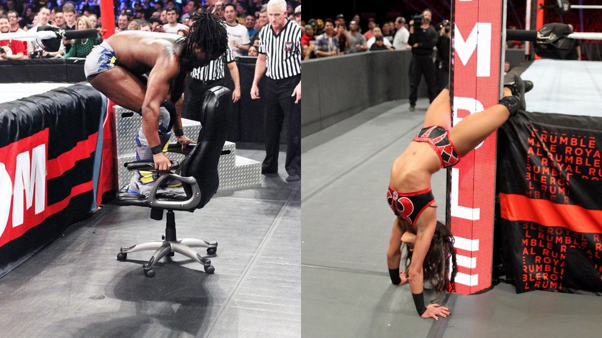 Kofi Kingston (Left) and Katana Chase (Right) in action during Royal Rumble Match
