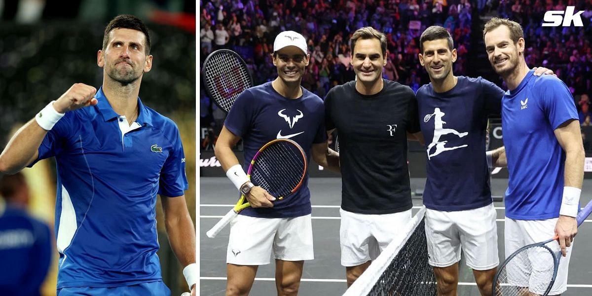 Novak Djokovic with arch-rivals Roger Federer, Rafael Nadal, and Andy Murray