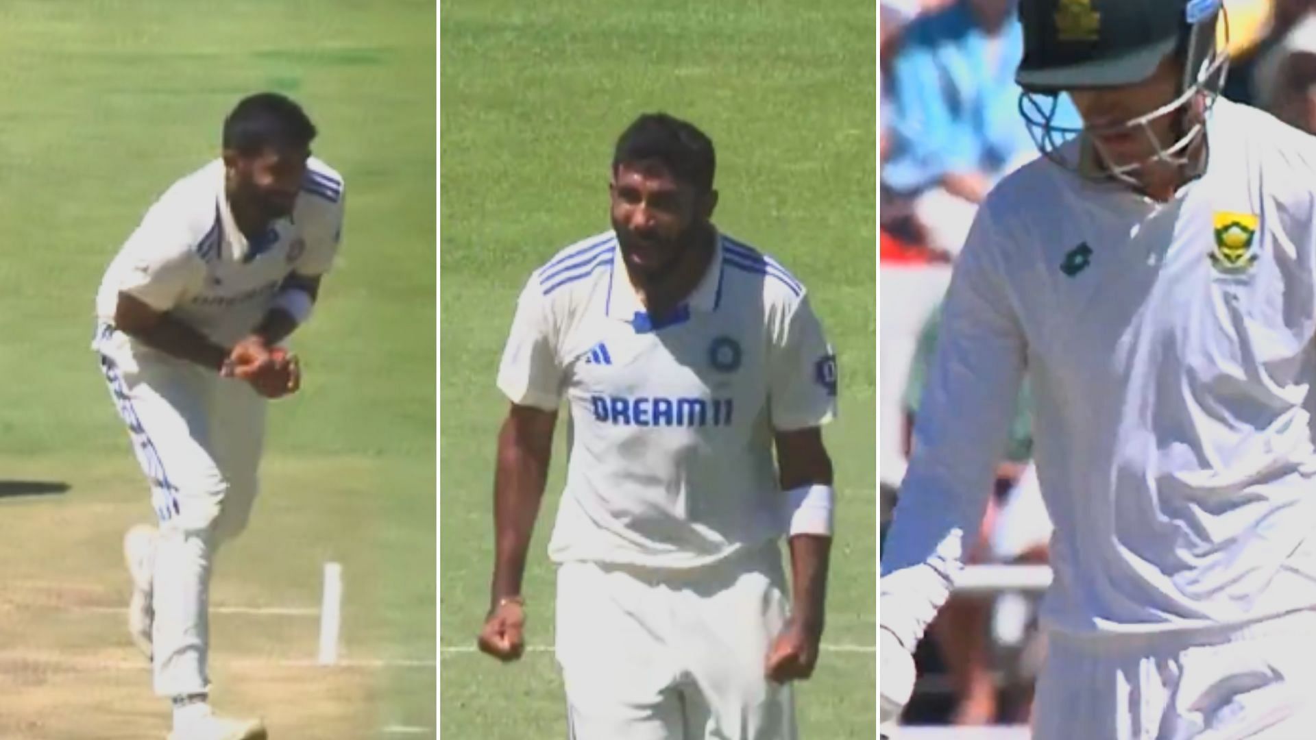 Snippets from Jasprit Bumrah dismissing Marco Jansen