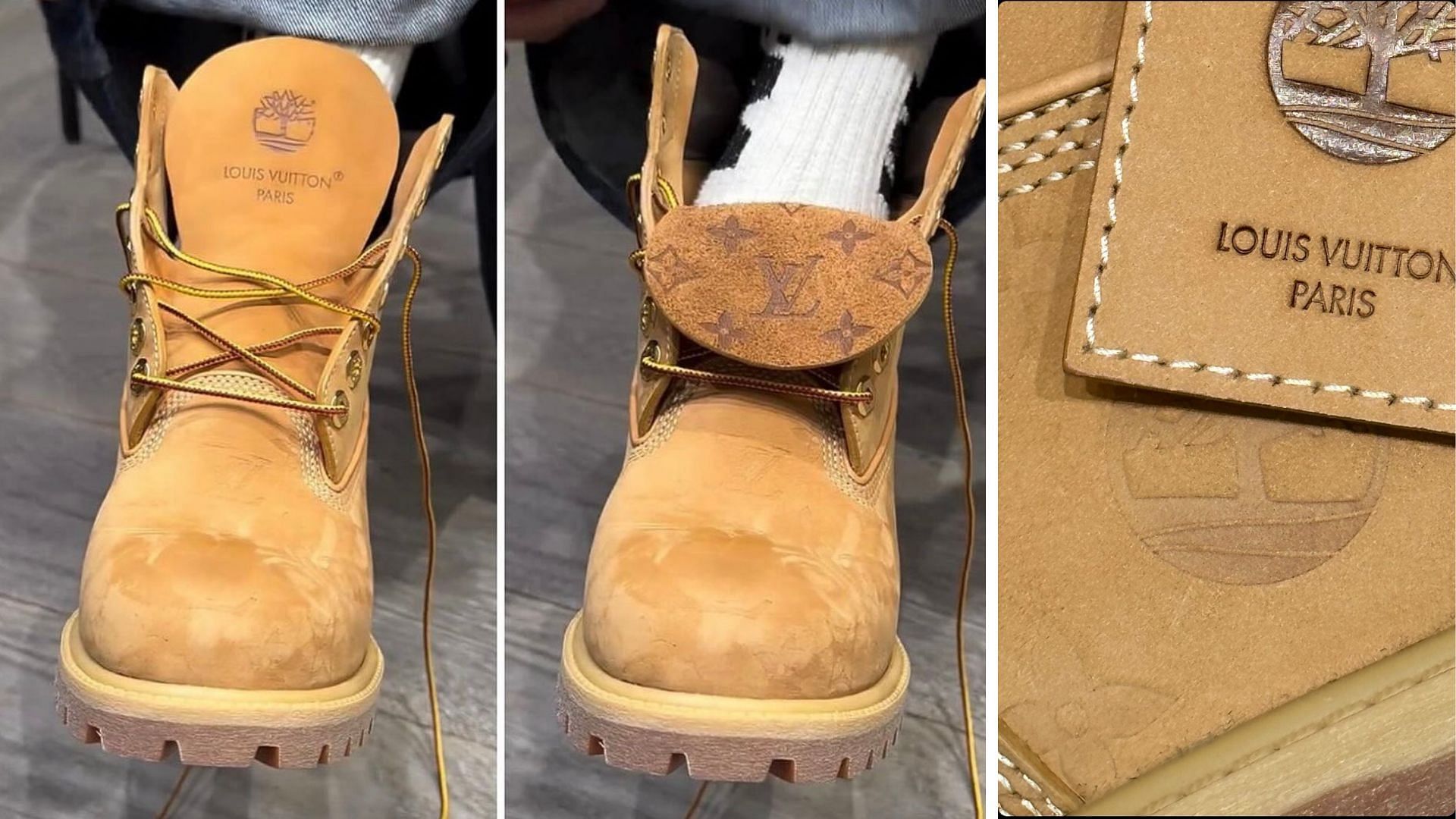 Take a closer look at the branding accents of Louis Vuitton Timberland 6-inch boot (Image via Instagram/@skateboard)