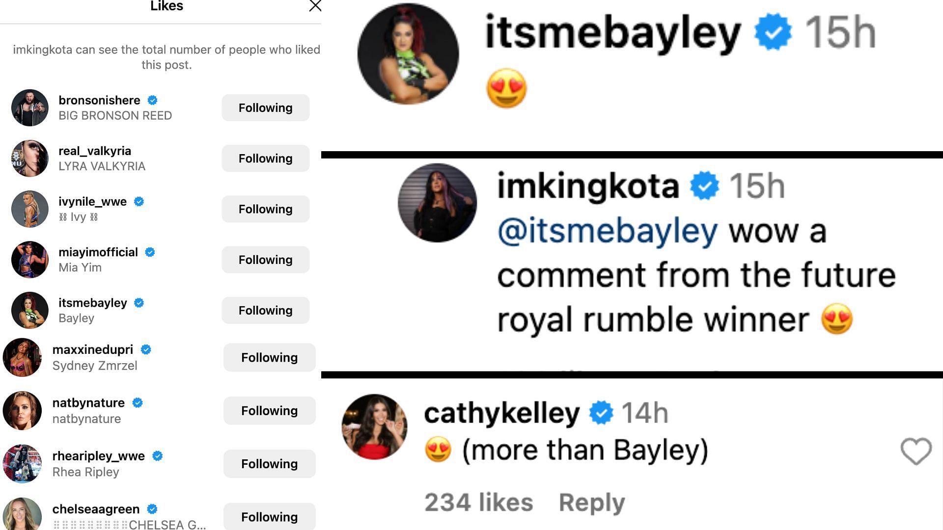 Stars react to Kai's message after RAW.