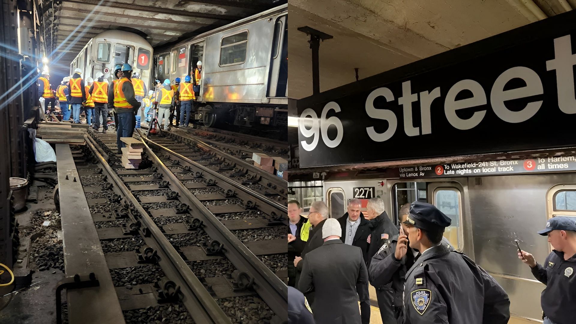 Collision between two train at a Manhattan subway cause a derailment, leaving more than 20 people injured. (Image via X/@multimediamel, @brandao_alcides)