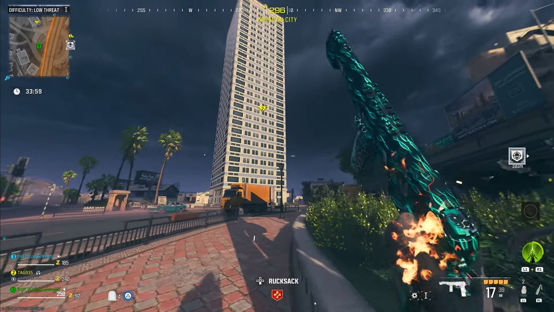 15th-story skyscraper where you need to perform the task (Image via Activision and YouTube/Glitching Queen)