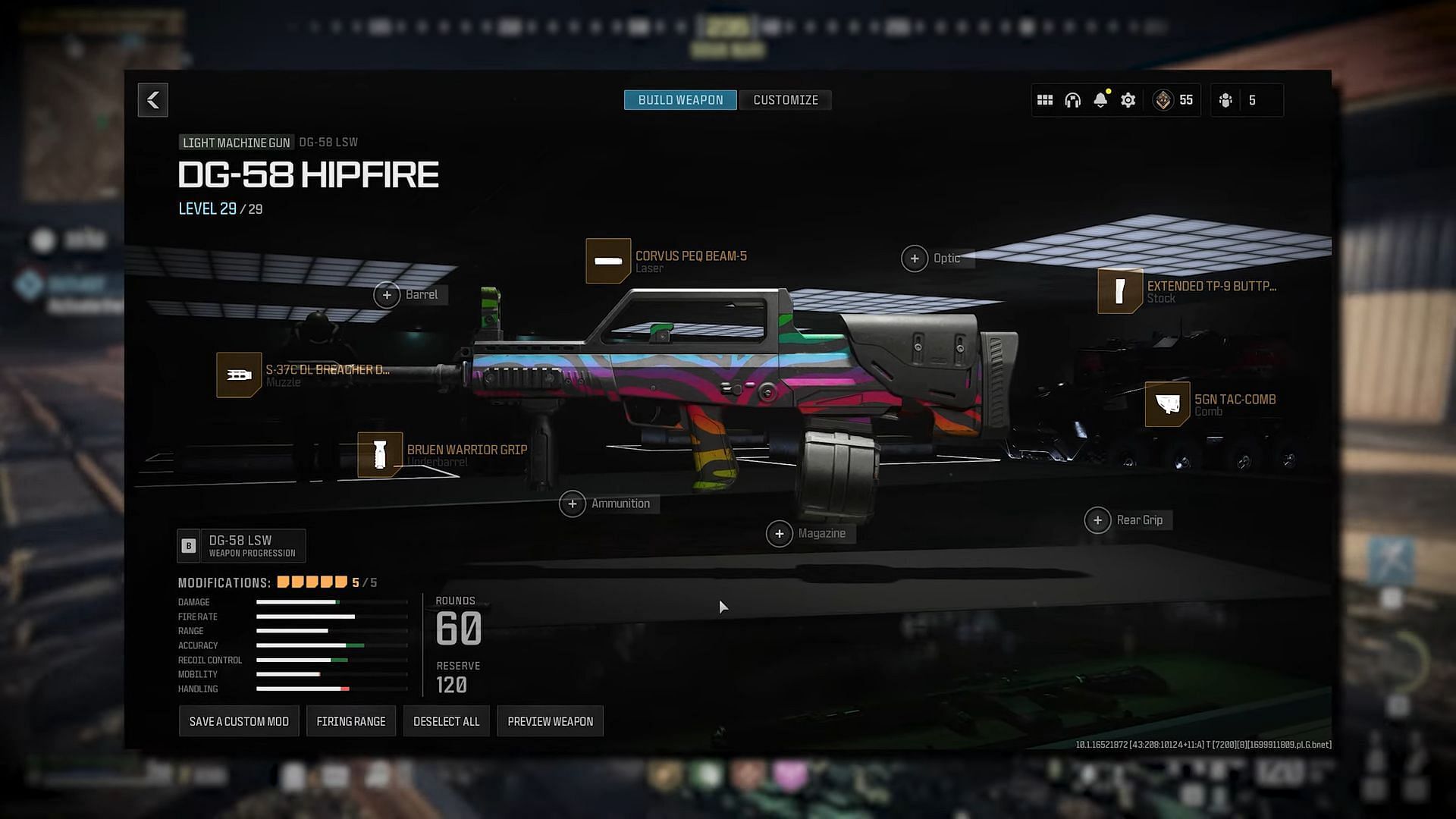 DG-58 loadout MW3Z (Image via Activision and YouTube.com/@Doughnuts)