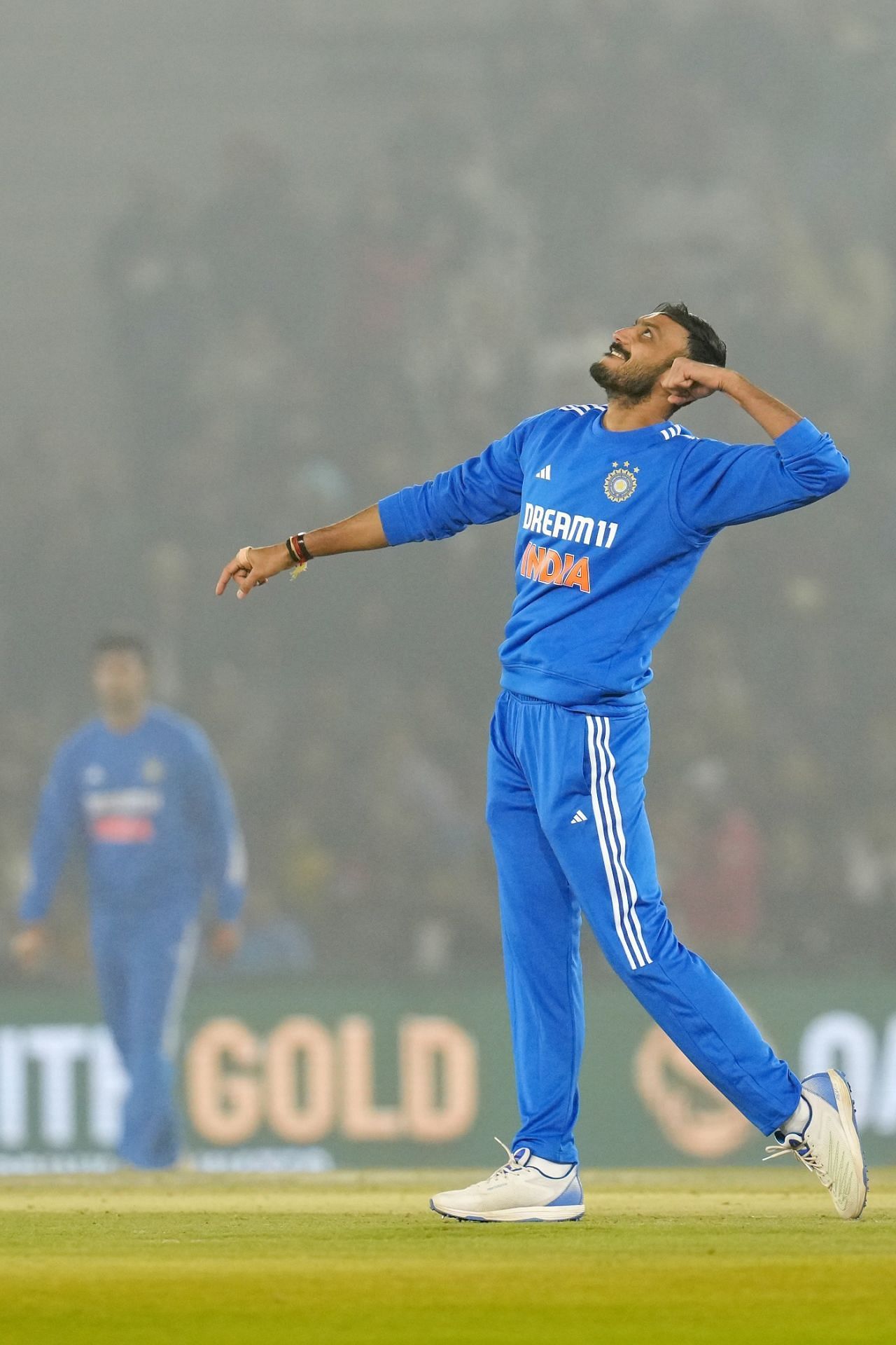 Axar Patel celebrates his second wicket during 2nd T20I (Credits: BCCI)