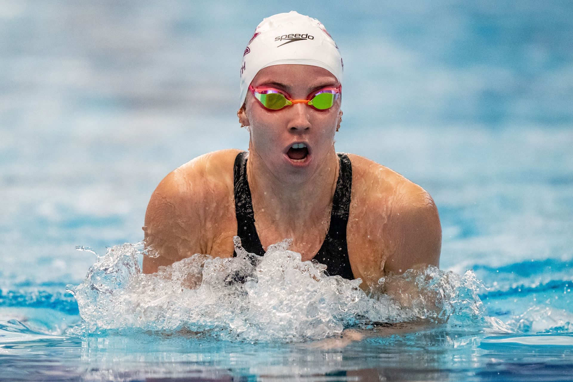 Regan Smith in action during the women&#039;s 400 Meter Individual Medley Prelims of the Toyota US Open on December 01, 2023. (Photo by Jacob Kupferman/Getty Images)