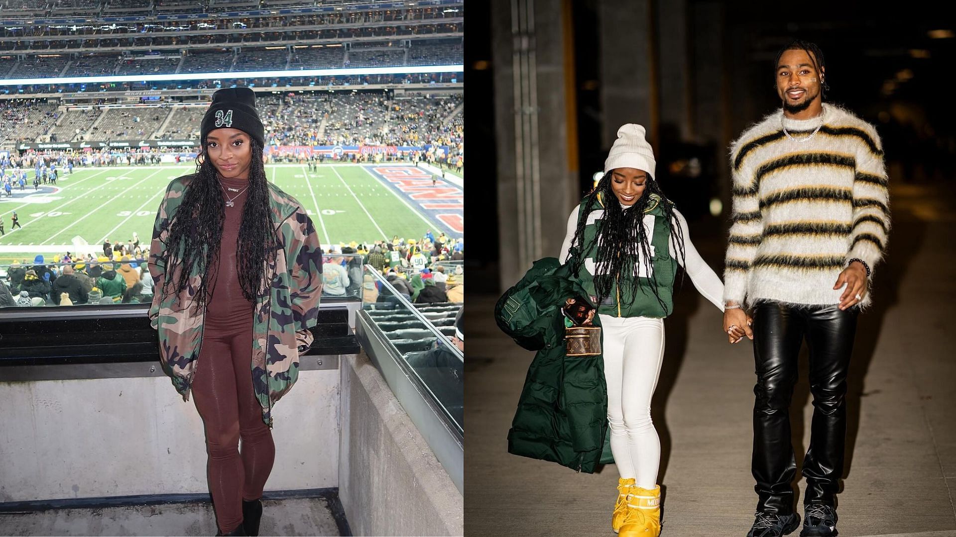 IN PHOTOS: Simone Biles celebrates Packers&rsquo; 48-32 Wild Card over win with husband Jonathan Owens