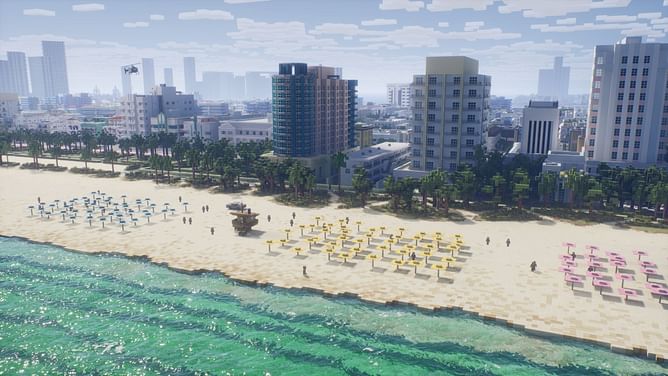 Minecraft fan creates impressive replica of Miami beach from GTA VI trailer