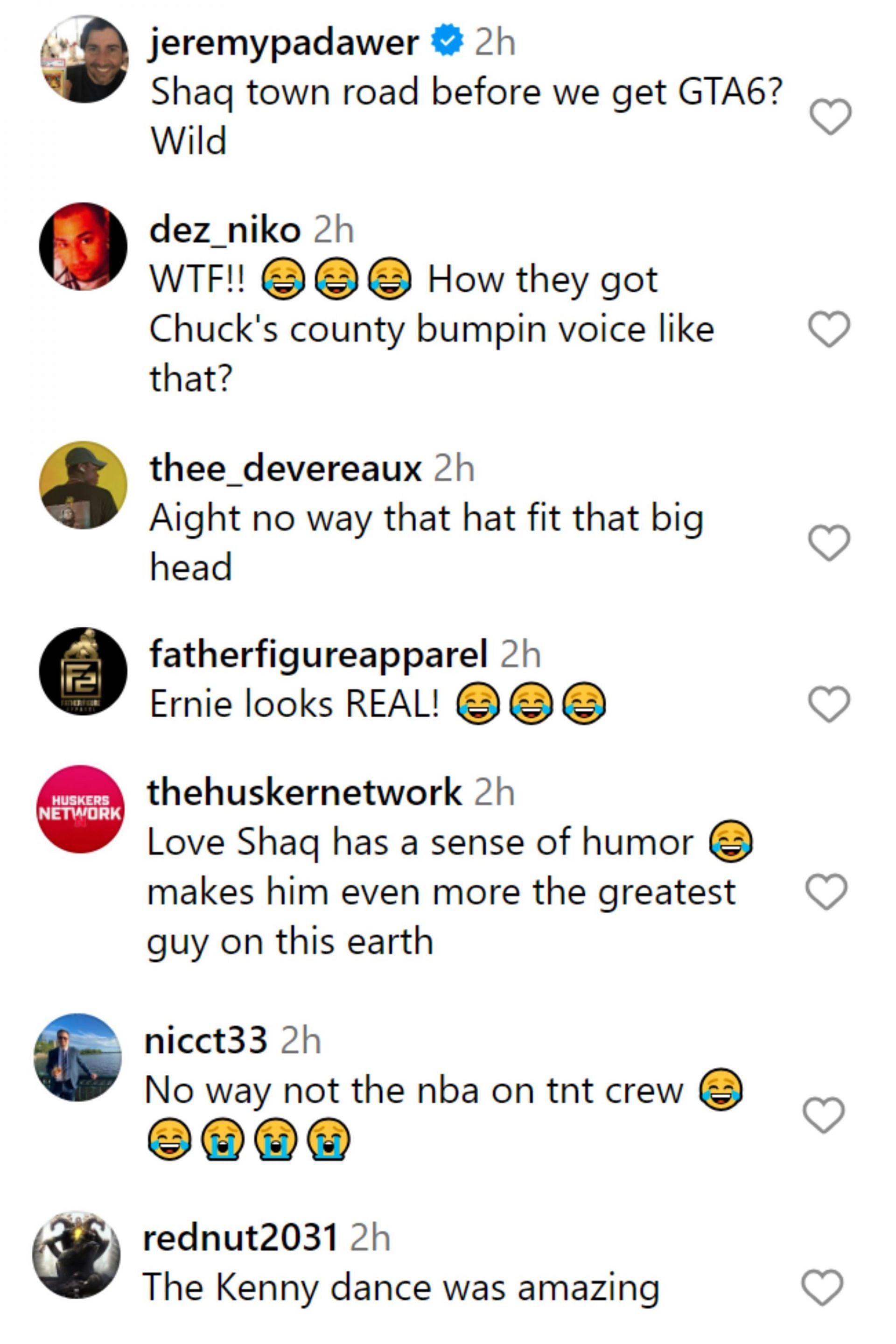 Fans&#039; comments on Shaquille O&#039;Neal&#039;s Instagram reel.