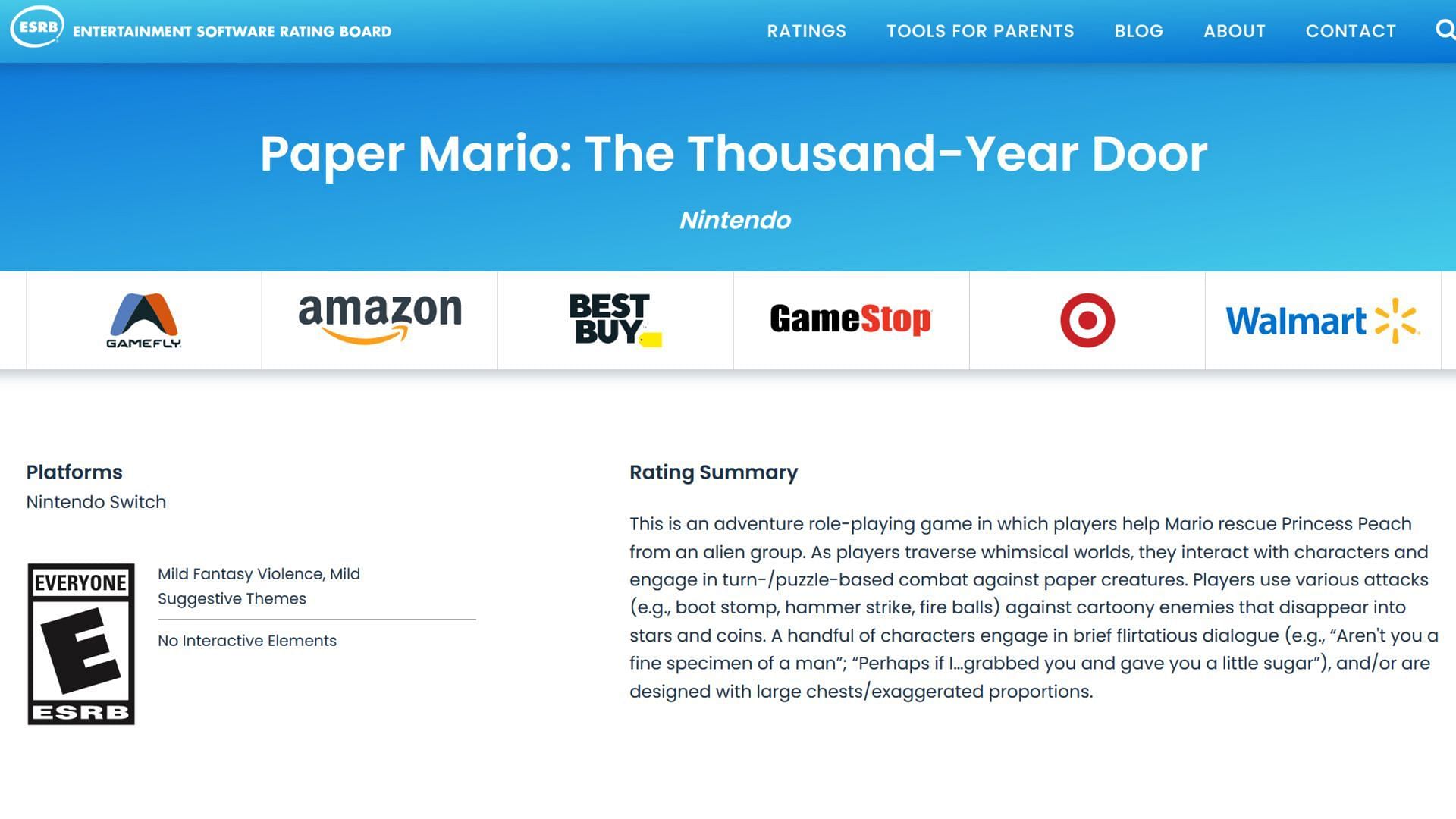 El remake de Paper Mario: The Thousand Year Door acaba de ser clasificado  por la ESRB