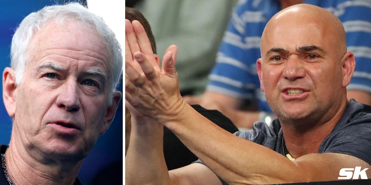 John McEnroe (L) and Andre Agassi