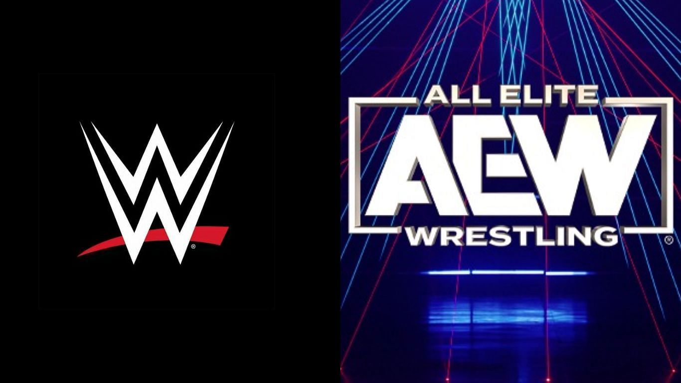 WWE logo (left), AEW logo (right)