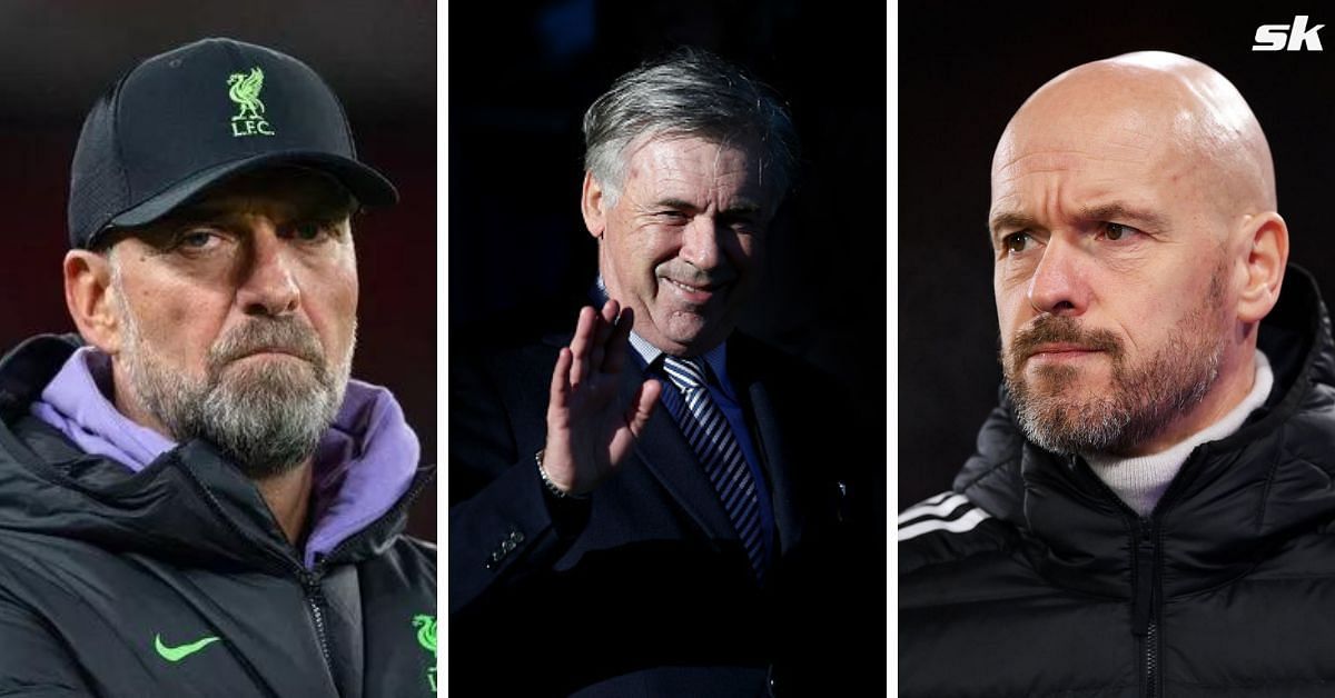 Liverpool manager Jurgen Klopp, Real Madrid boss Carlo Ancelotti and Manchester United tactician Erik ten Hag (from left to right)
