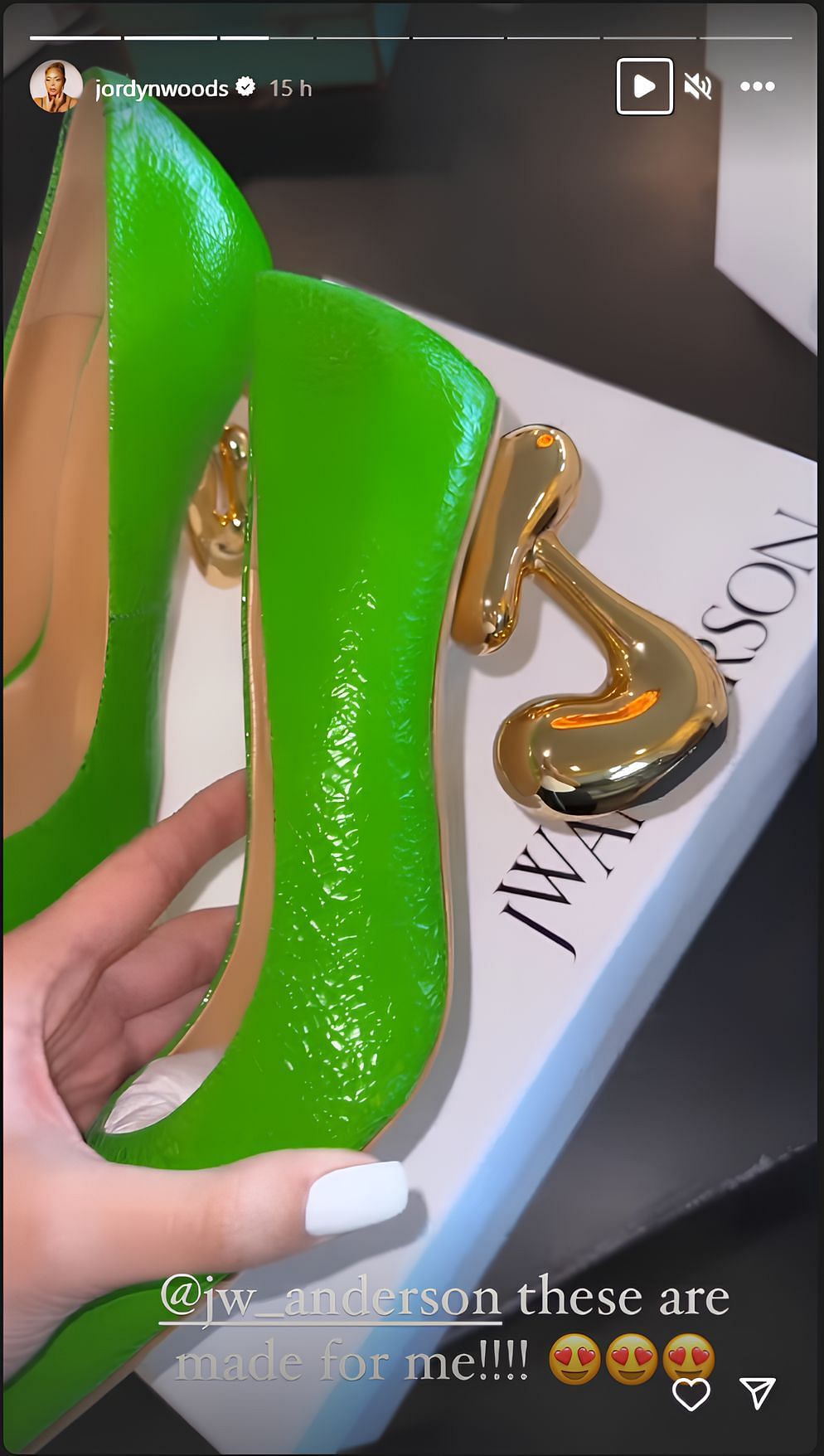 Jordyn Woods shared her dazzling green heel pumps