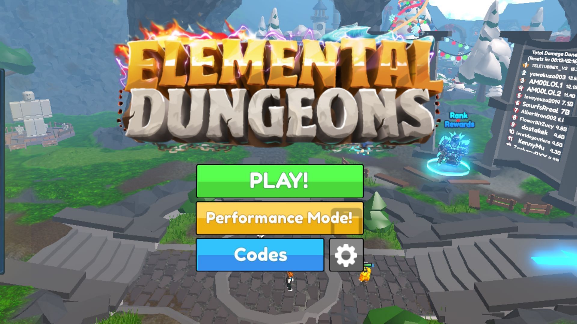 Elemental Dungeons main menu (Roblox||Sportskeeda)