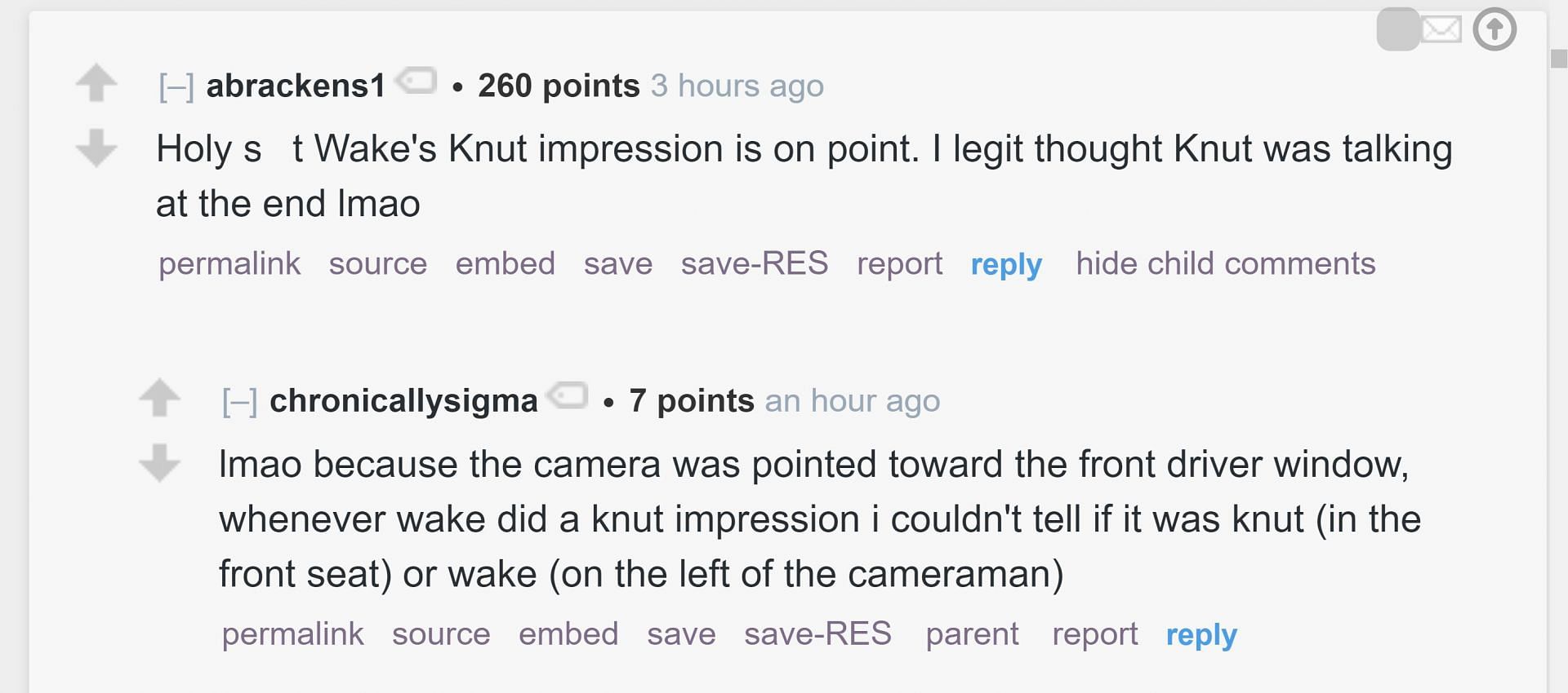 One Redditor was amused by Wake Wilder&#039;s impressions of Knut (Image via r/LivestreamFail subreddit)