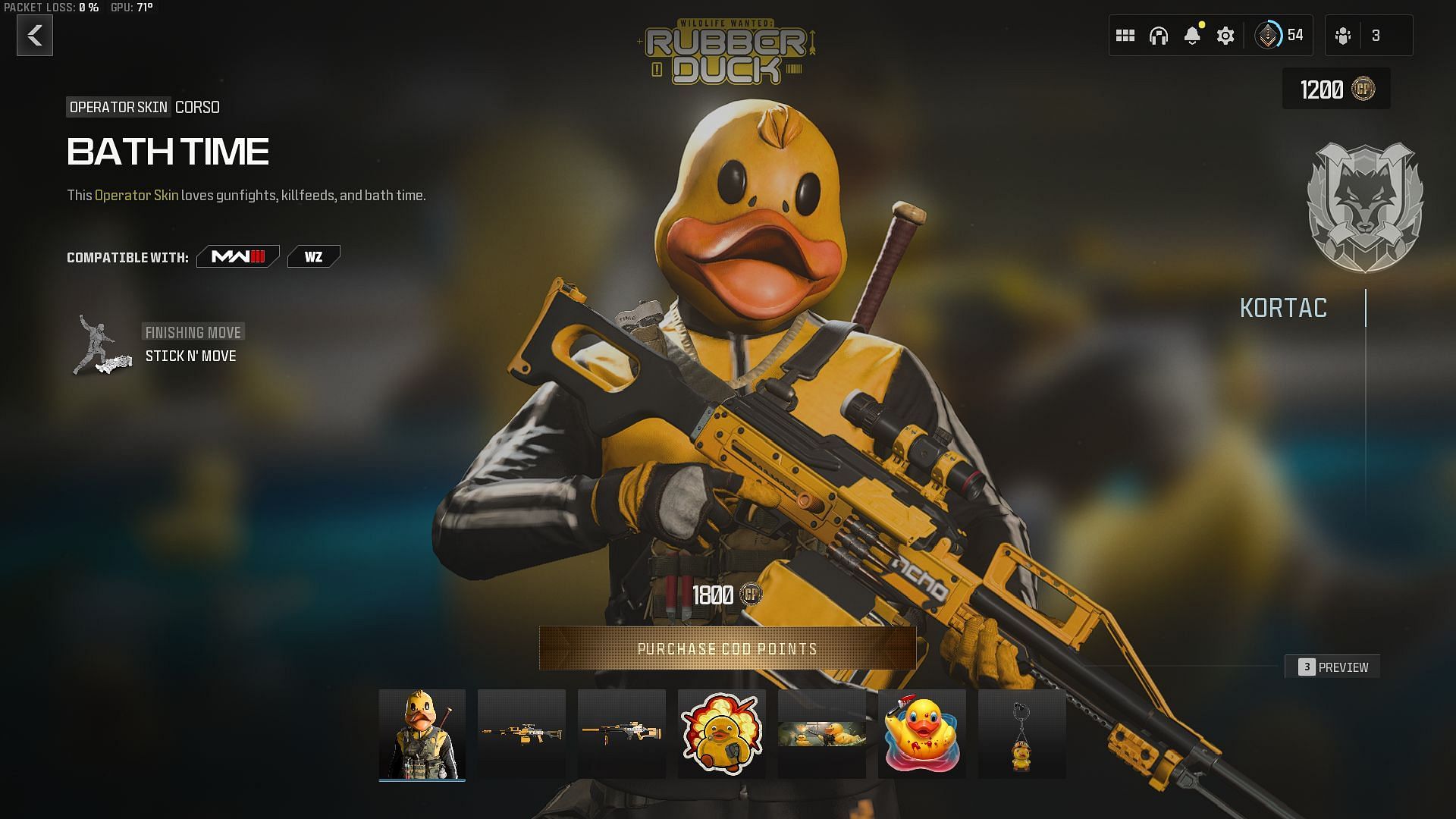 Rubber Duck bundle items (Image via Activision)