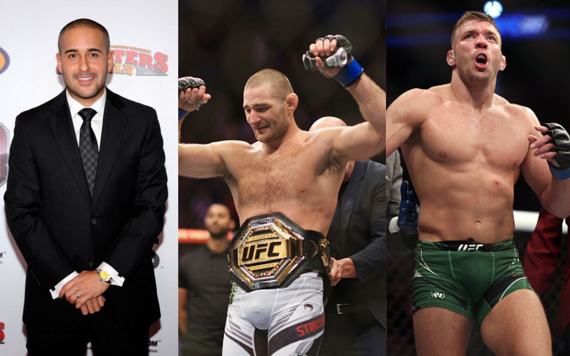 From left to right: Jon Anik, Sean Strickland, Dricus du Plessis