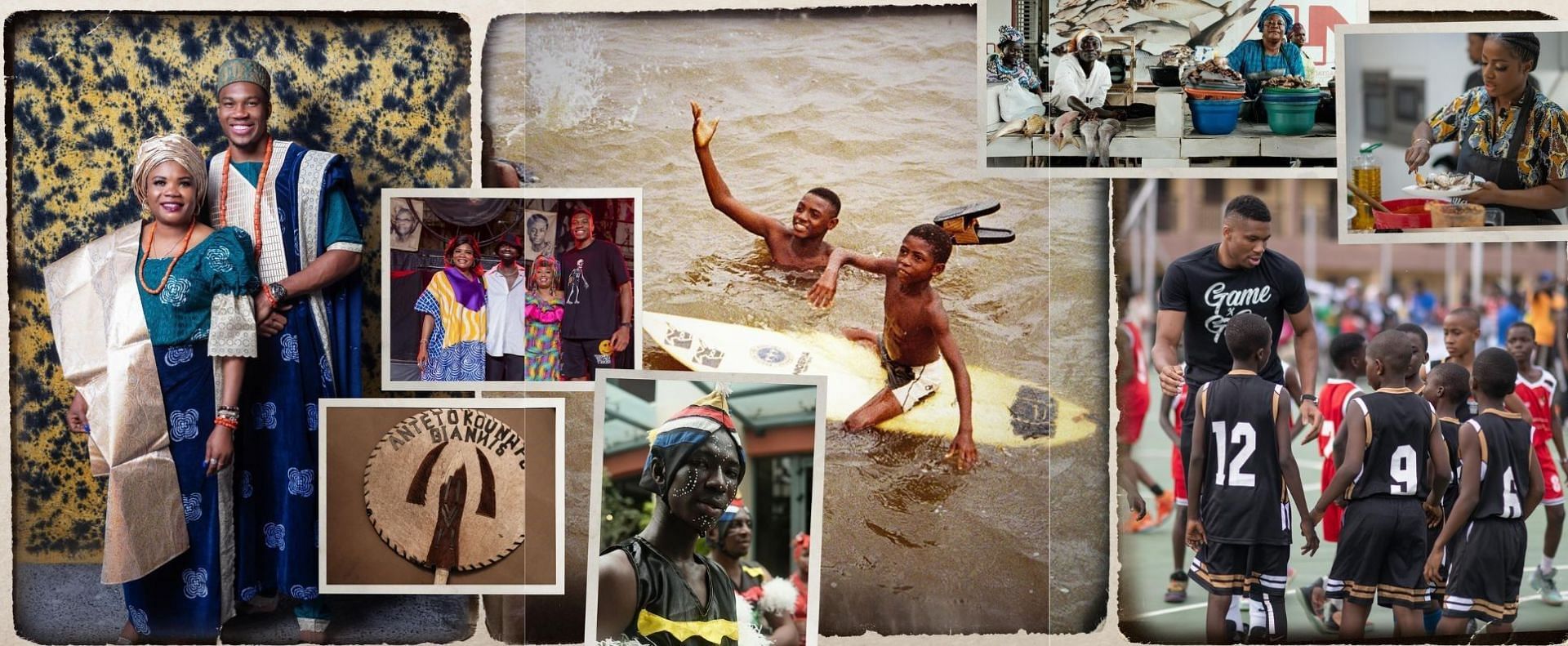 Giannis Antetokounmpo shares on Instagram a collage of photos from his Nigeria trip