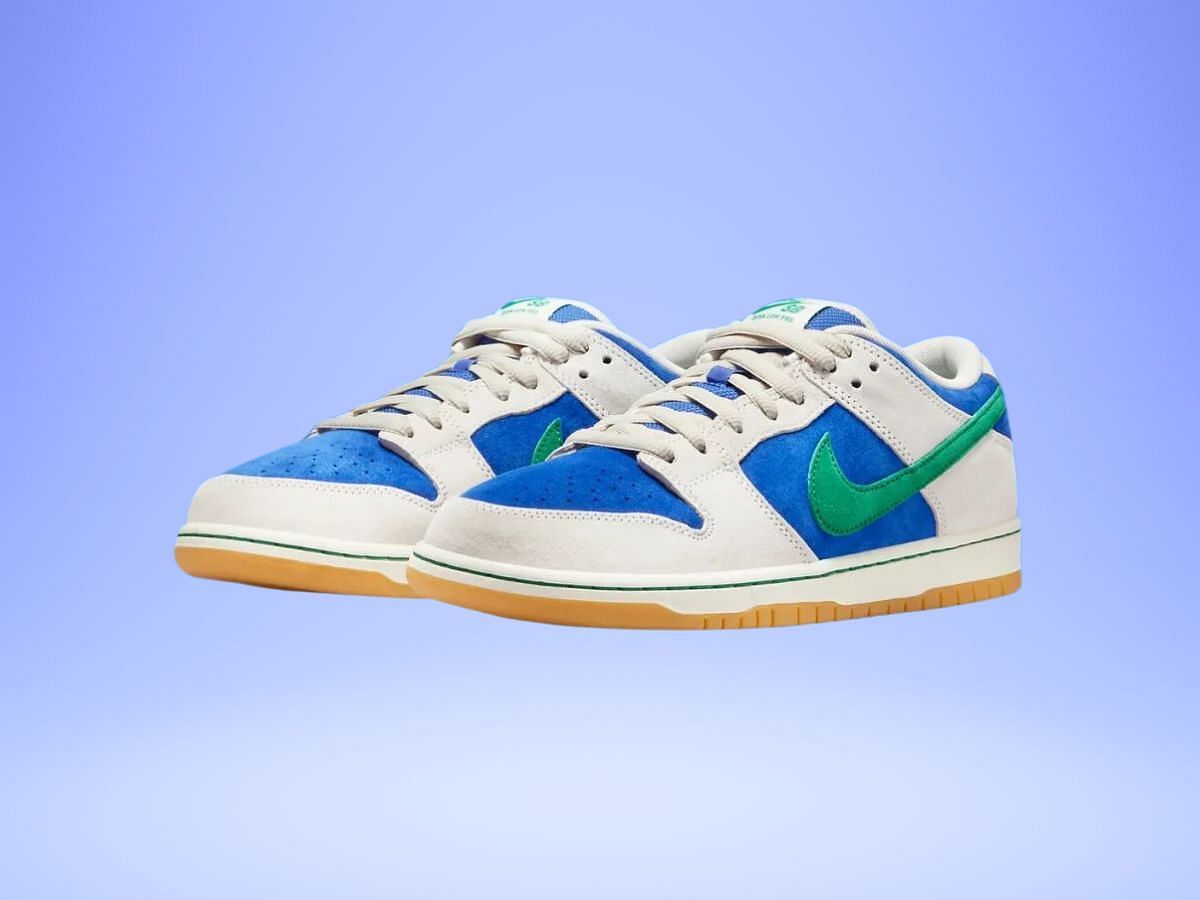 Nike SB Dunk Low Hyper Royal/Malachite shoes (Image via YouTube/@ragnoupdates)