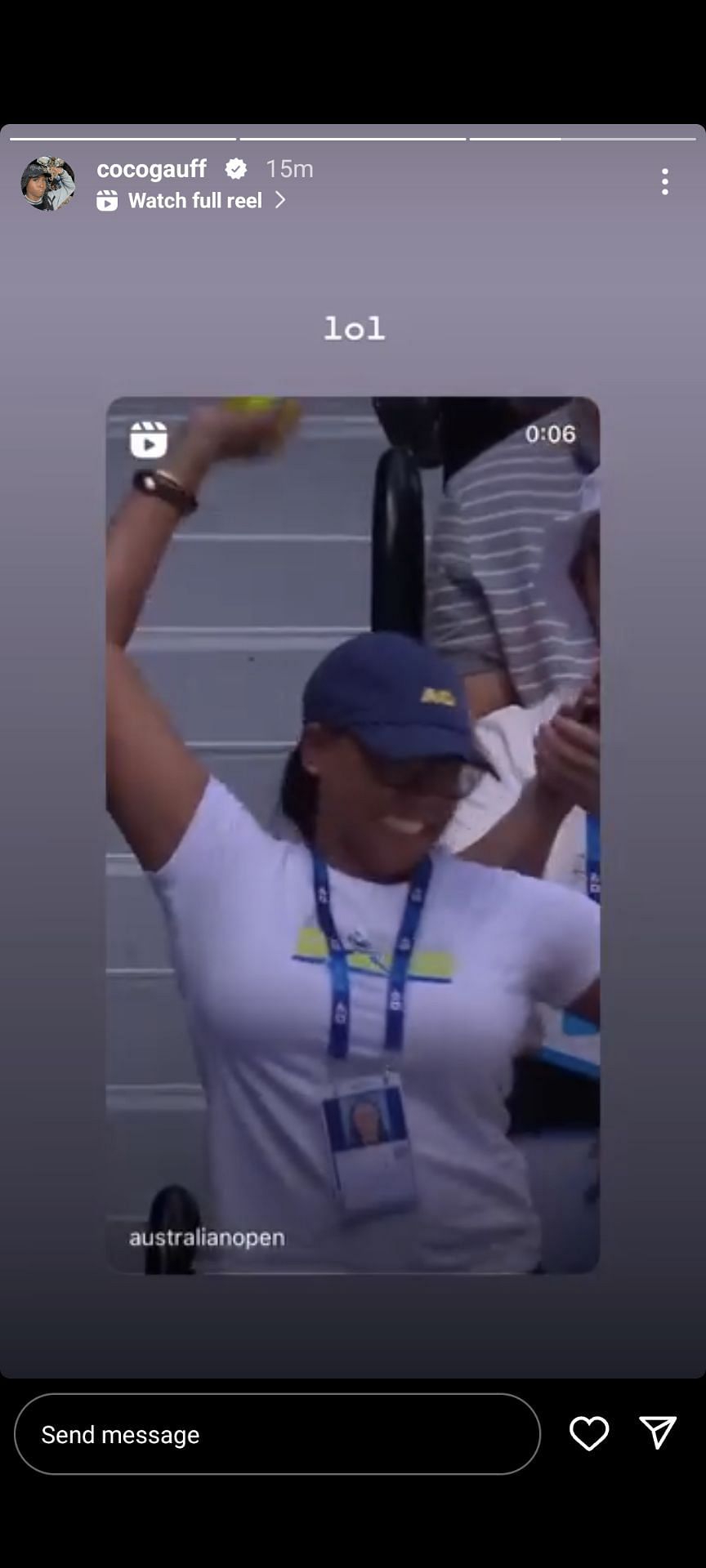 Screengrab from Coco Gauff&#039;s Instagram