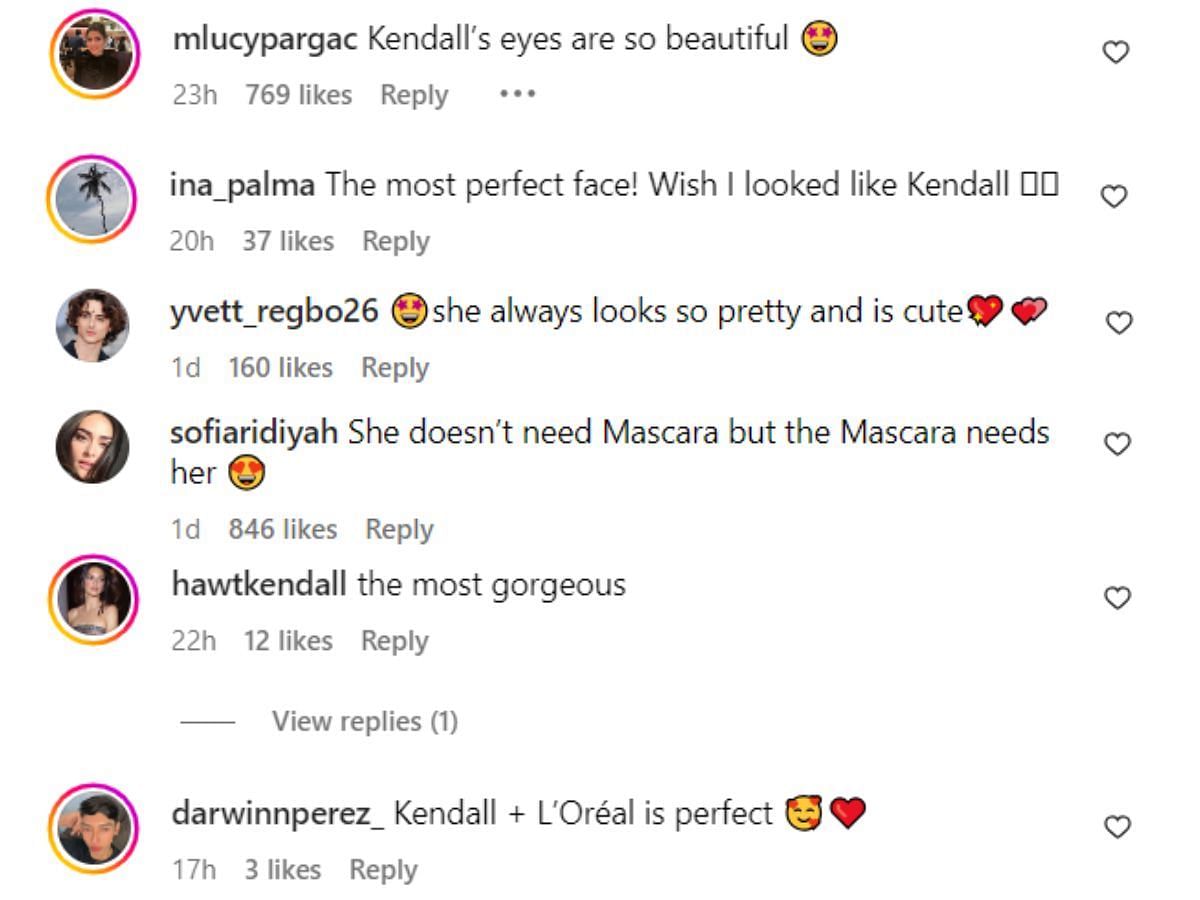 People are complementing the eyes of Kendall (Image via Sportskeeda)