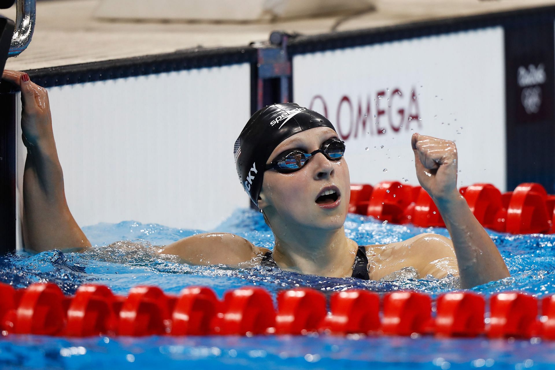 Katie Ledecky in the Women&#039;s 800m Freestyle Final in Rio de Janeiro, Brazil. (Photo by Clive Rose/Getty)