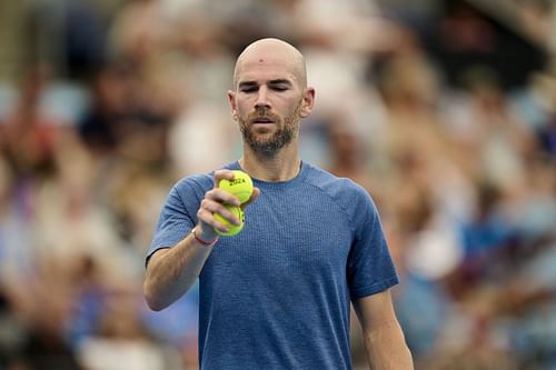 Adrian Mannarino pictured in the match against Lorenzo Sonego at the 2024 United Cup in Sydney, Australia - Getty Images