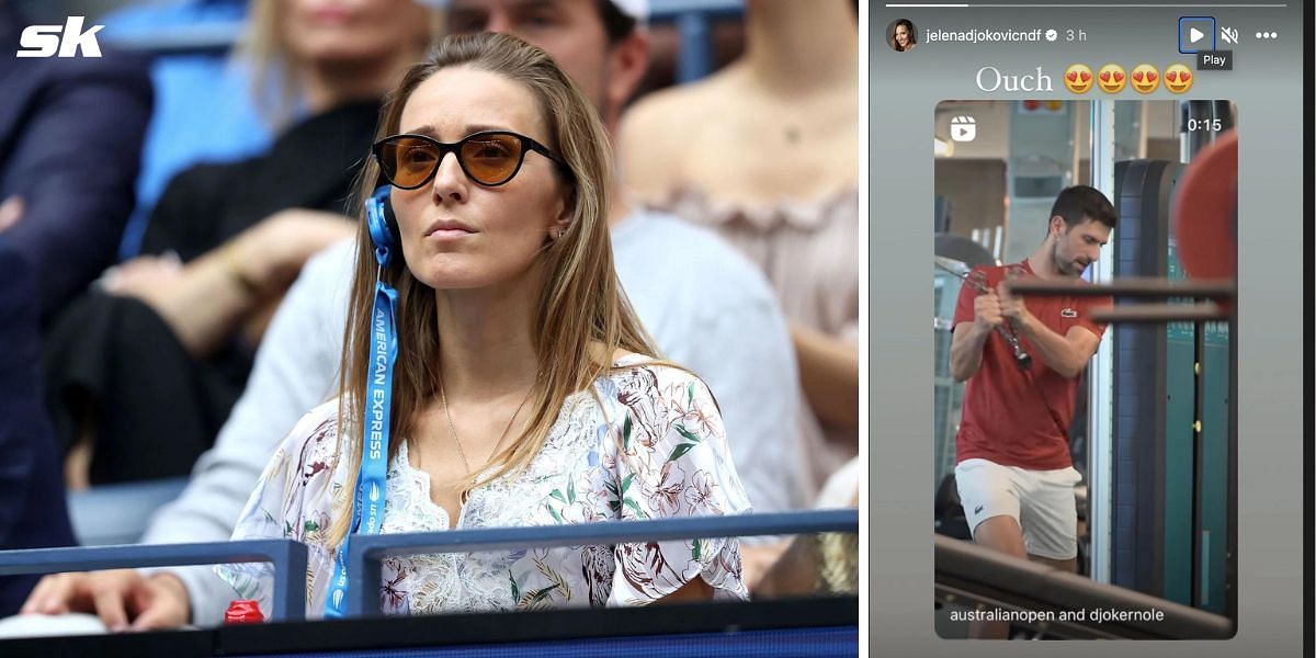 Jelena Djokovic (L) and a screengrab of her Instagram story.