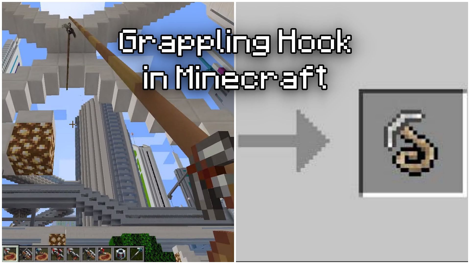 Minecraft players could greatly benefit from grappling hook (Image via Mojang)