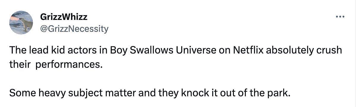 Fans reacting to Boy Swallows Universe (Image via X/@GrizzNecessity)